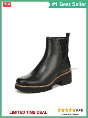 Water Repellent Leather Ankle Bootie Wide Width Lug Sole